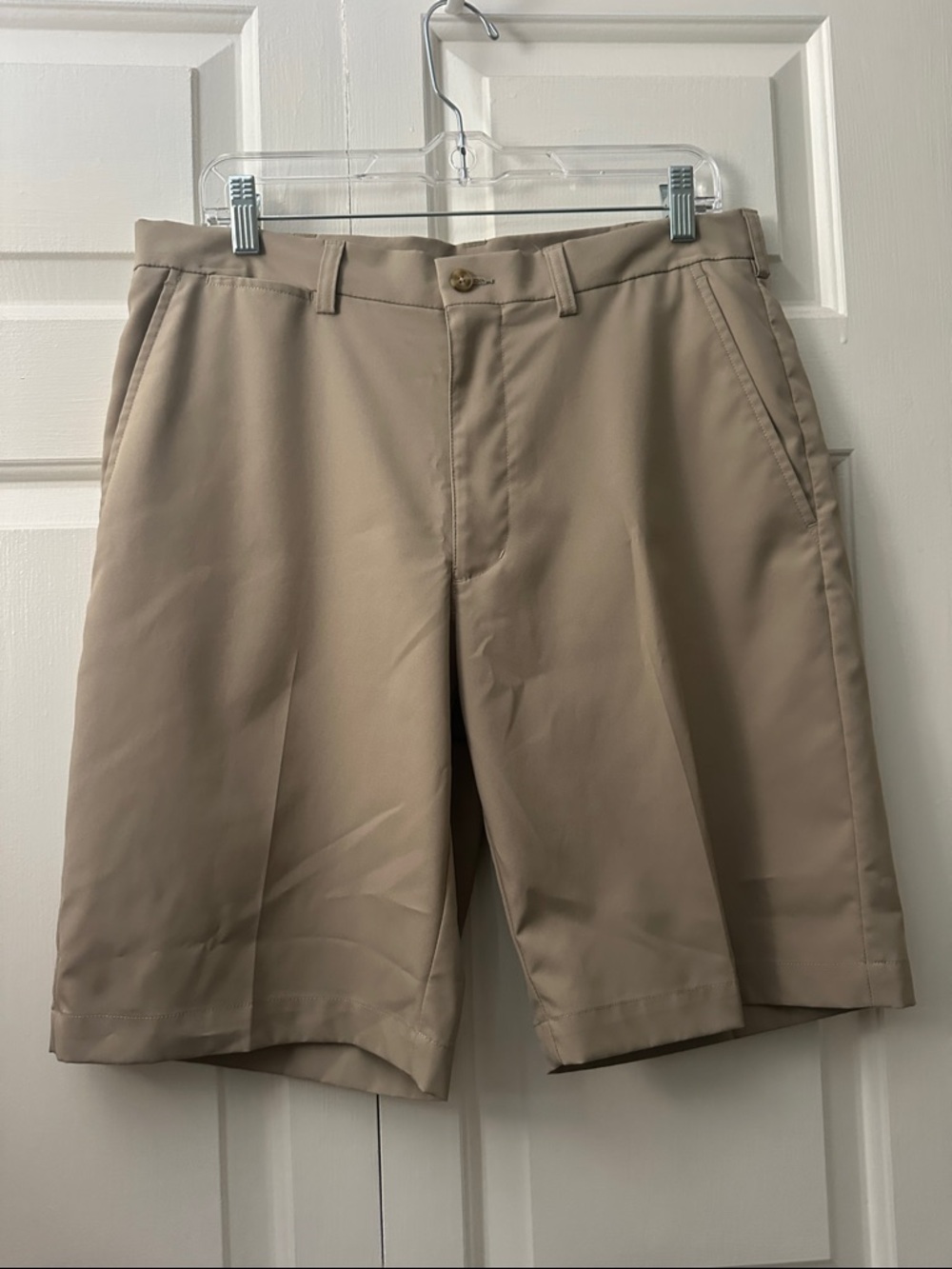 PGA Tour Beige Flat-Front Golf Shorts
